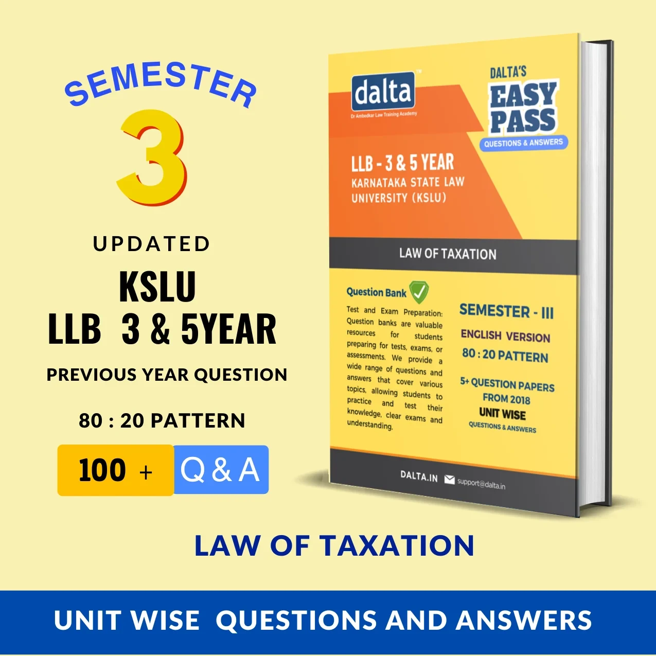 LAW OF TAXATION (80:20 Marks) – Easy Pass | KSLU 3-Year & 5-Year LLB | Exam-Orie