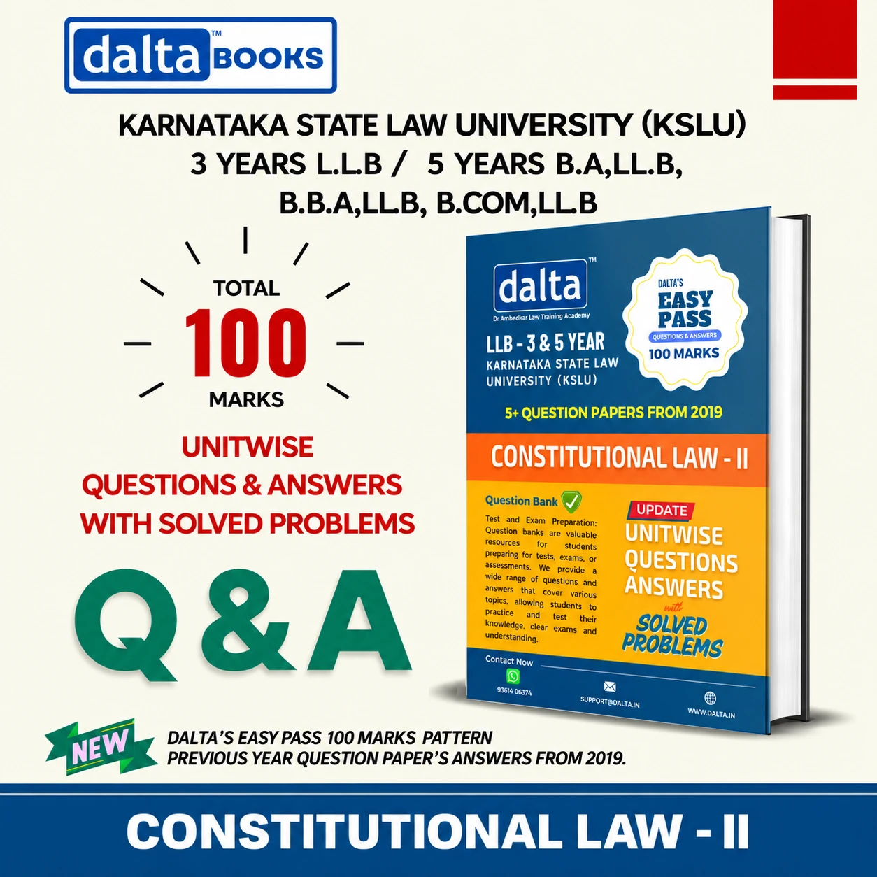 CONSTITUTIONAL LAW – II (100 Marks) – Easy Pass | KSLU 3-Year & 5-Year LLB | Exa
