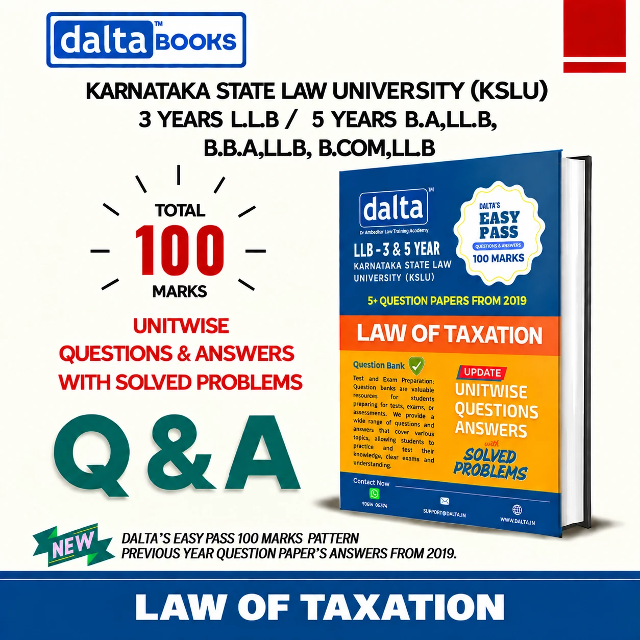 LAW OF TAXATION (100 Marks) – Easy Pass | KSLU 3-Year & 5-Year LLB | Exam-Orient