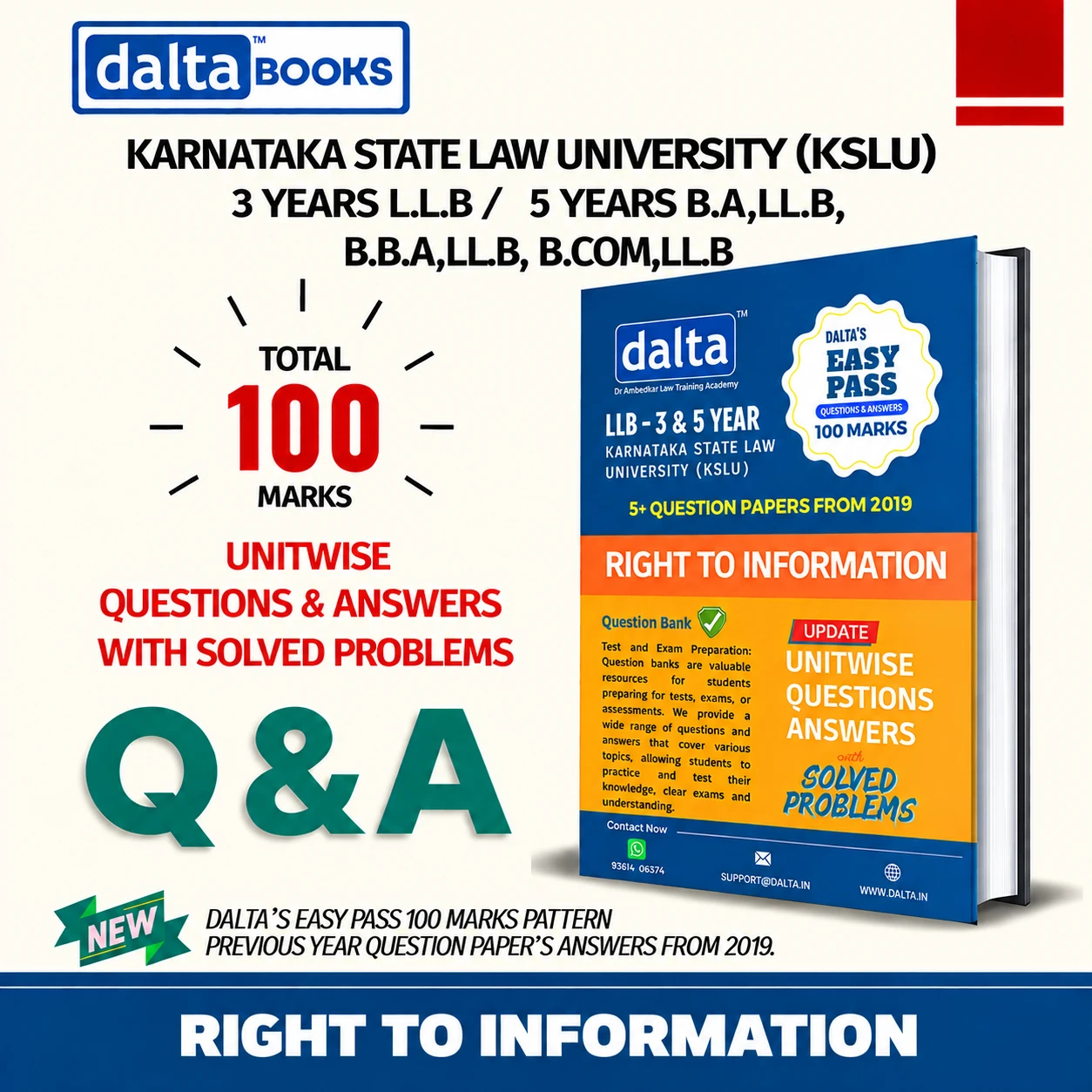 RIGHT TO INFORMATION (100 Marks) – Easy Pass | KSLU 3-Year & 5-Year LLB | Exam-O