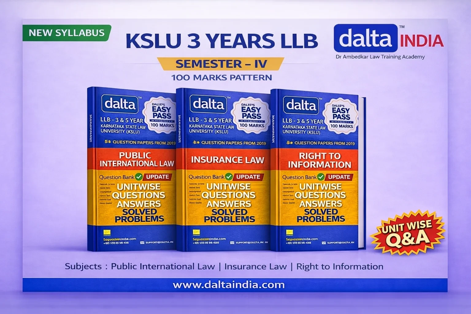 SEMESTER IV – 100 MARKS – ALL BOOKS | Public International Law, Insurance Law & 